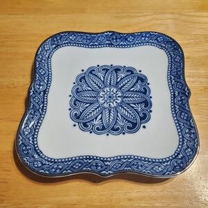 Bombay Made In China Blue, White, And Silver Plate